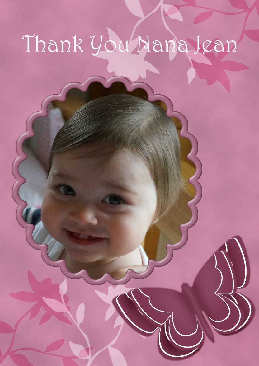 Thank You - Butterfly and Flowers - card made with Crafty Bob's Card Creator
