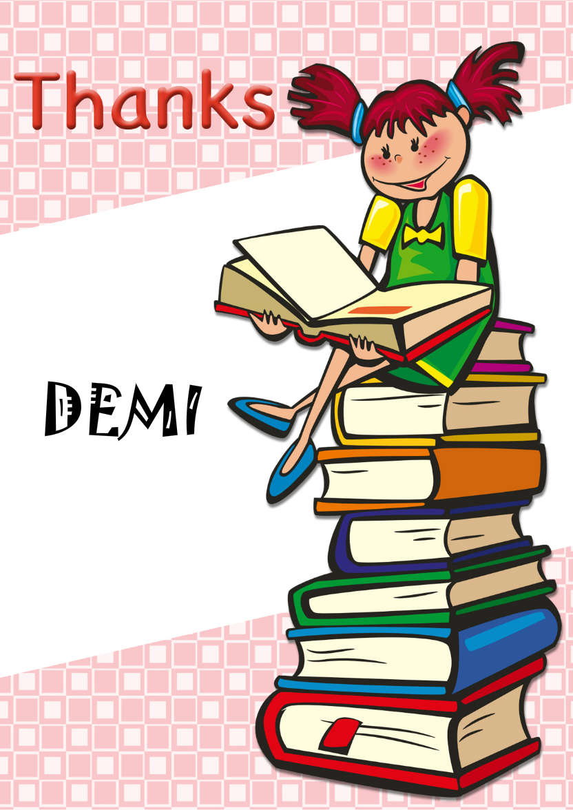 Girl with Books Thank You Teacher Card - card made with Crafty Bob's Card Creator