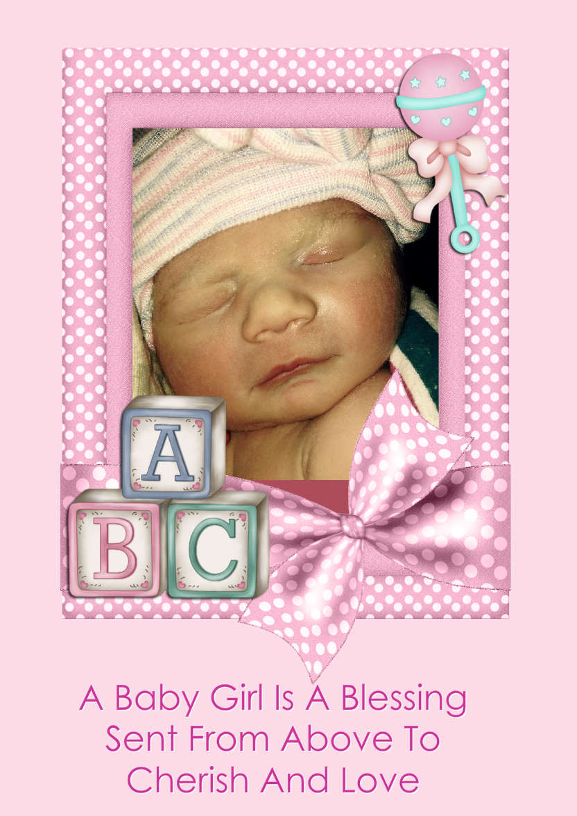 New Baby Girl Aperture Frame Card Front - card made with Crafty Bob's Card Creator