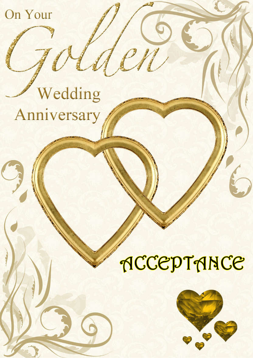 Golden Wedding Anniversary Hearts Entwined Card - card made with Crafty Bob's Card Creator