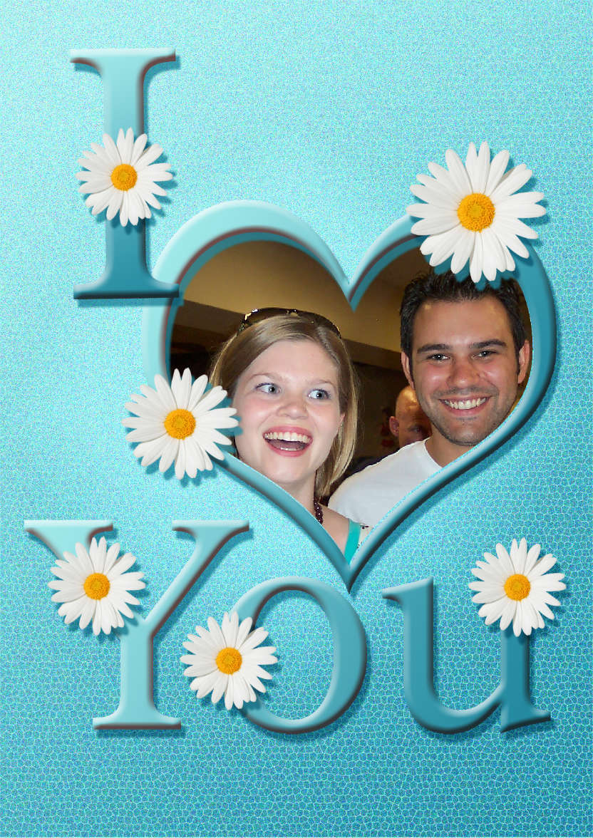 I Heart You - Aqua - Daisies - card made with Crafty Bob's Card Creator