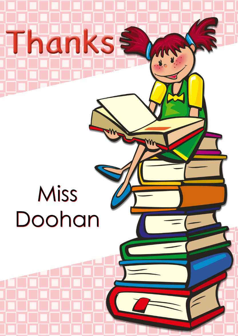 Girl with Books Thank You Teacher Card - card made with Crafty Bob's Card Creator