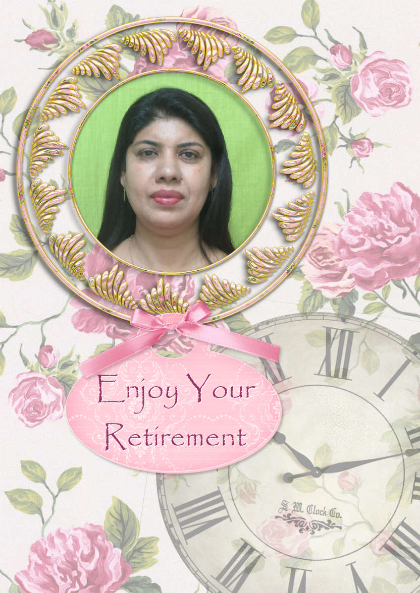 Shabby Chic Retirement/birthday Card - card made with Crafty Bob's Card Creator