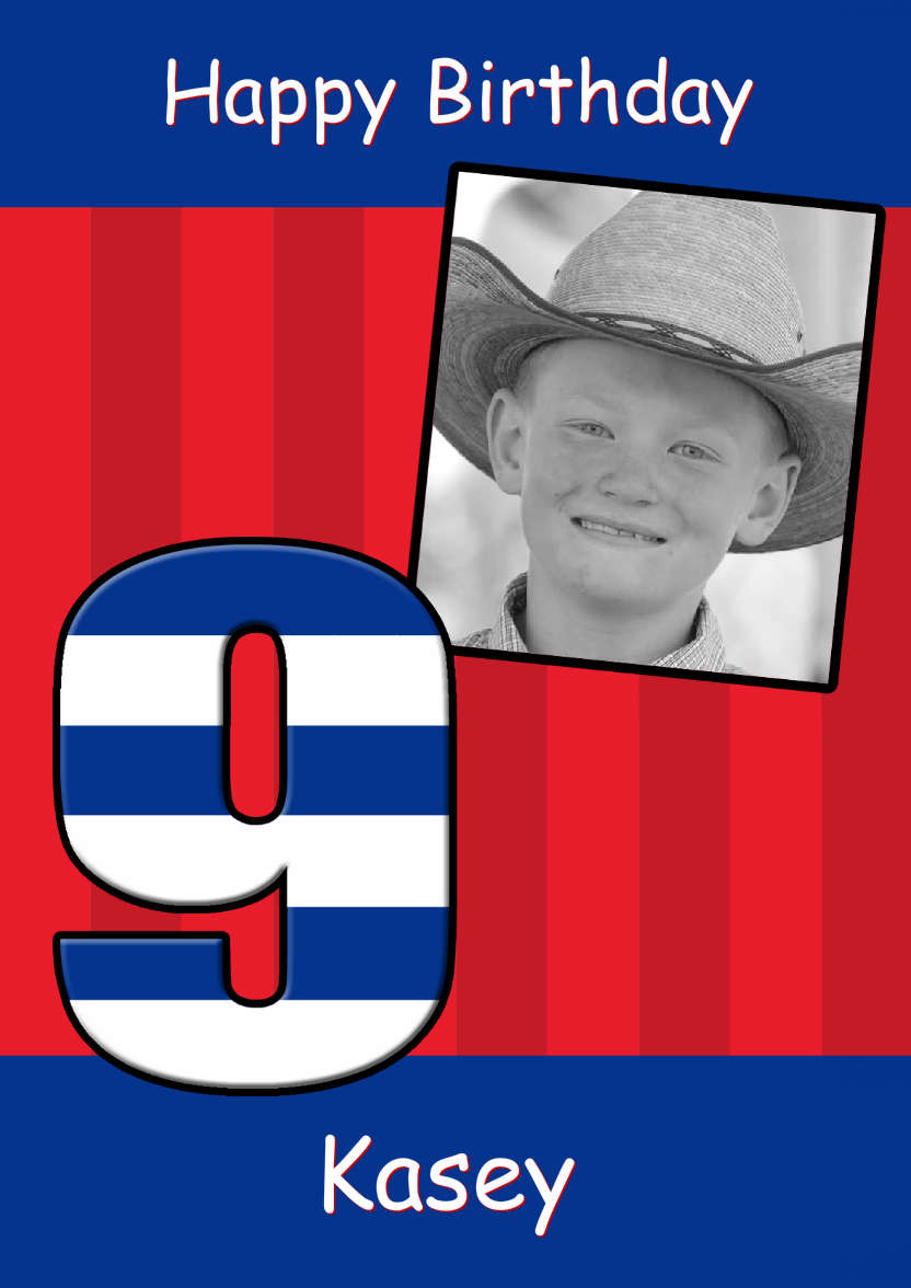 Age 9 Stripes Birthday Boy - card made with Crafty Bob's Card Creator