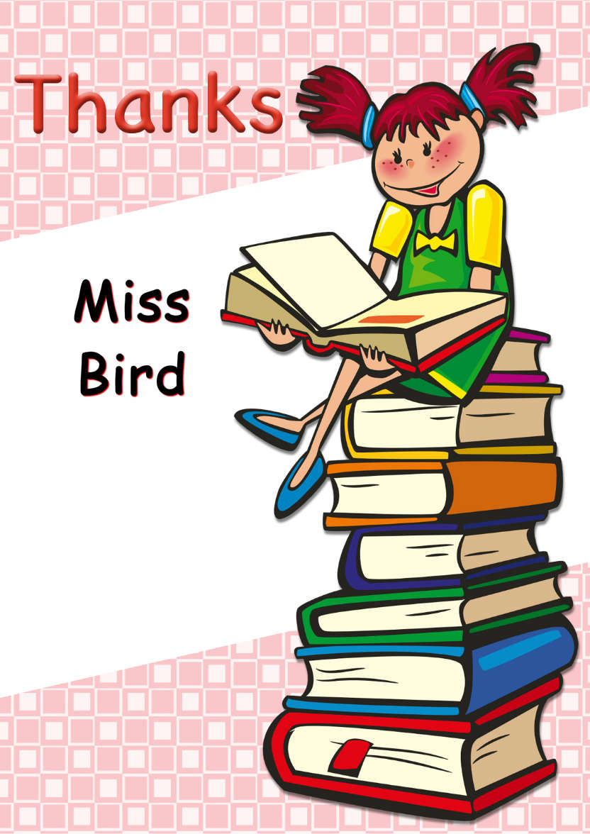 Girl with Books Thank You Teacher Card - card made with Crafty Bob's Card Creator