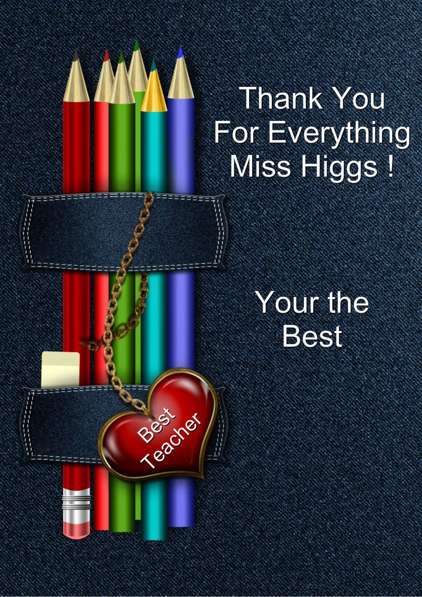 Jeans and Pencils Thank You Teacher Card - card made with Crafty Bob's Card Creator