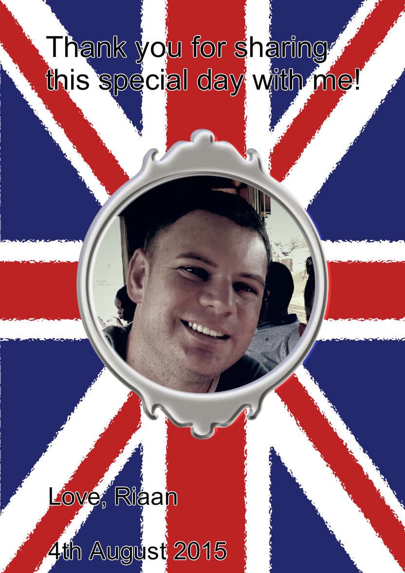 Union Jack Style Thank You Aperture Card - card made with Crafty Bob's Card Creator