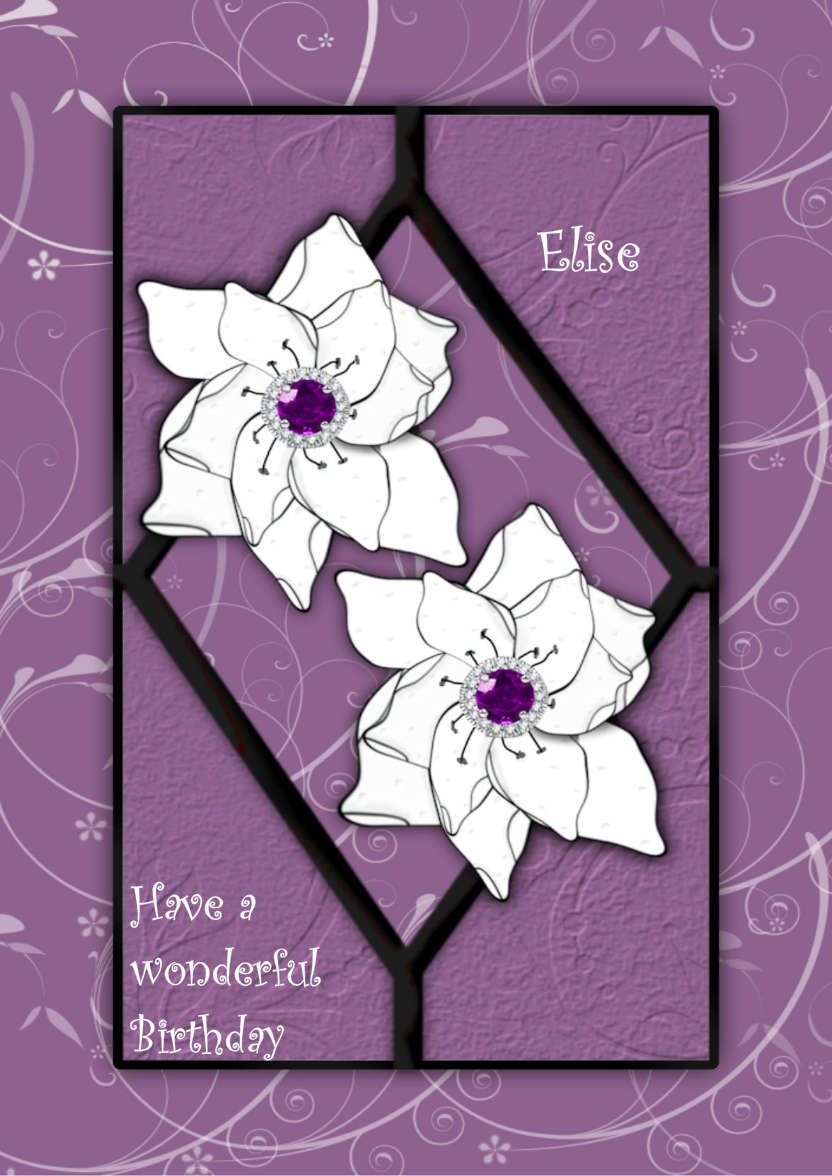 Amethyst Flower - card made with Crafty Bob's Card Creator