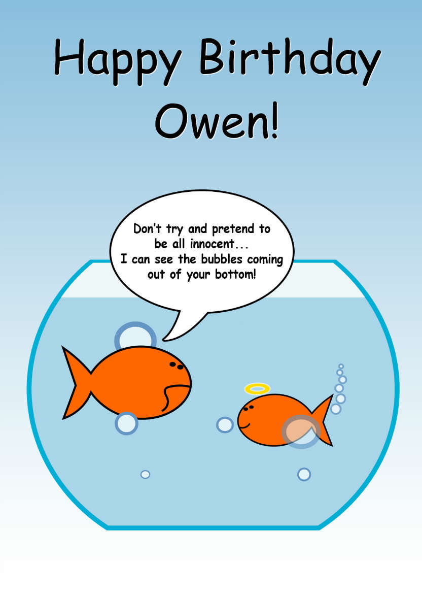 Naughty Goldfish Humorous Card - card made with Crafty Bob's Card Creator