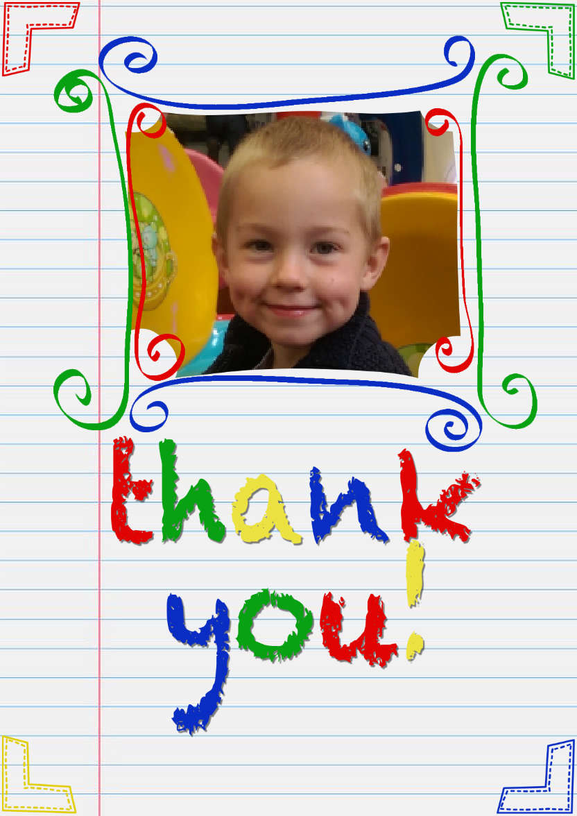 Notepaper Thank You Card - card made with Crafty Bob's Card Creator