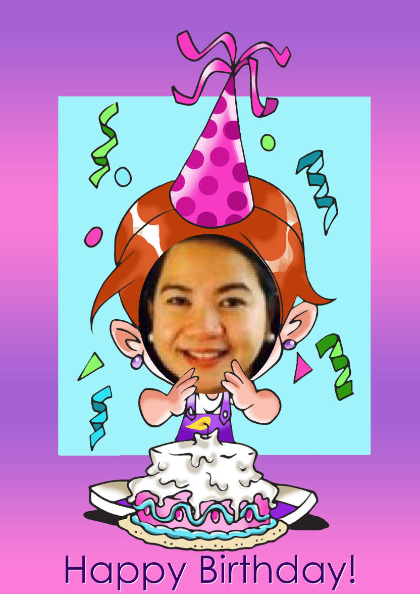 Birthday Girl Aperture Card Front - card made with Crafty Bob's Card Creator