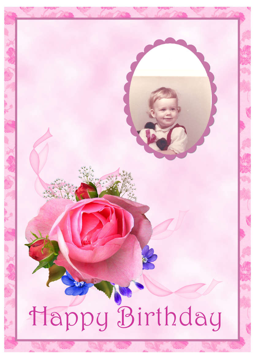 Pink Rose Spray - card made with Crafty Bob's Card Creator