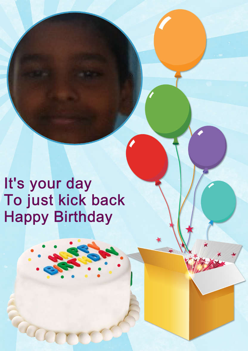 Birthday Surprise Photo Card - card made with Crafty Bob's Card Creator