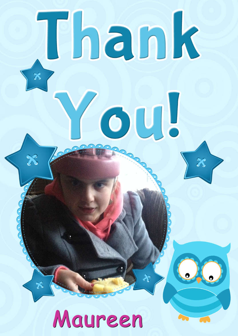 Thank You Owl Photo Card - card made with Crafty Bob's Card Creator