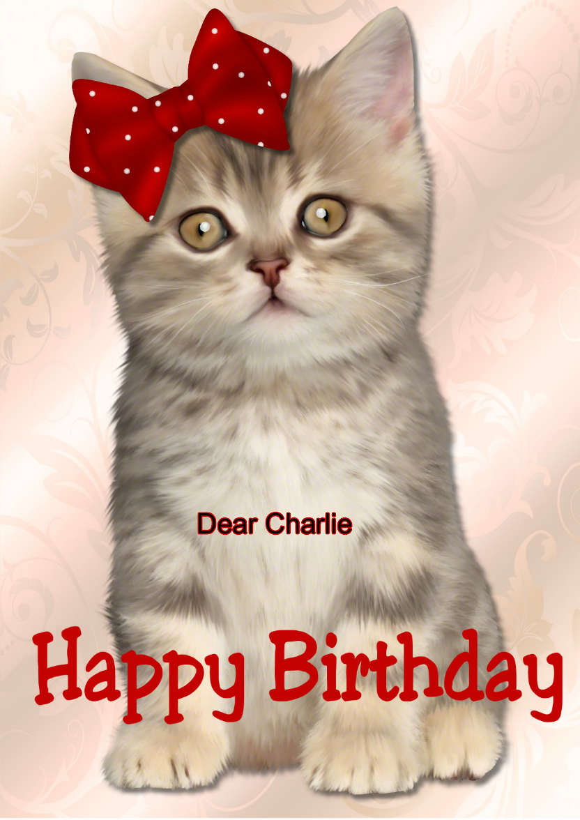 Cute Kitten Happy Birthday - card made with Crafty Bob's Card Creator