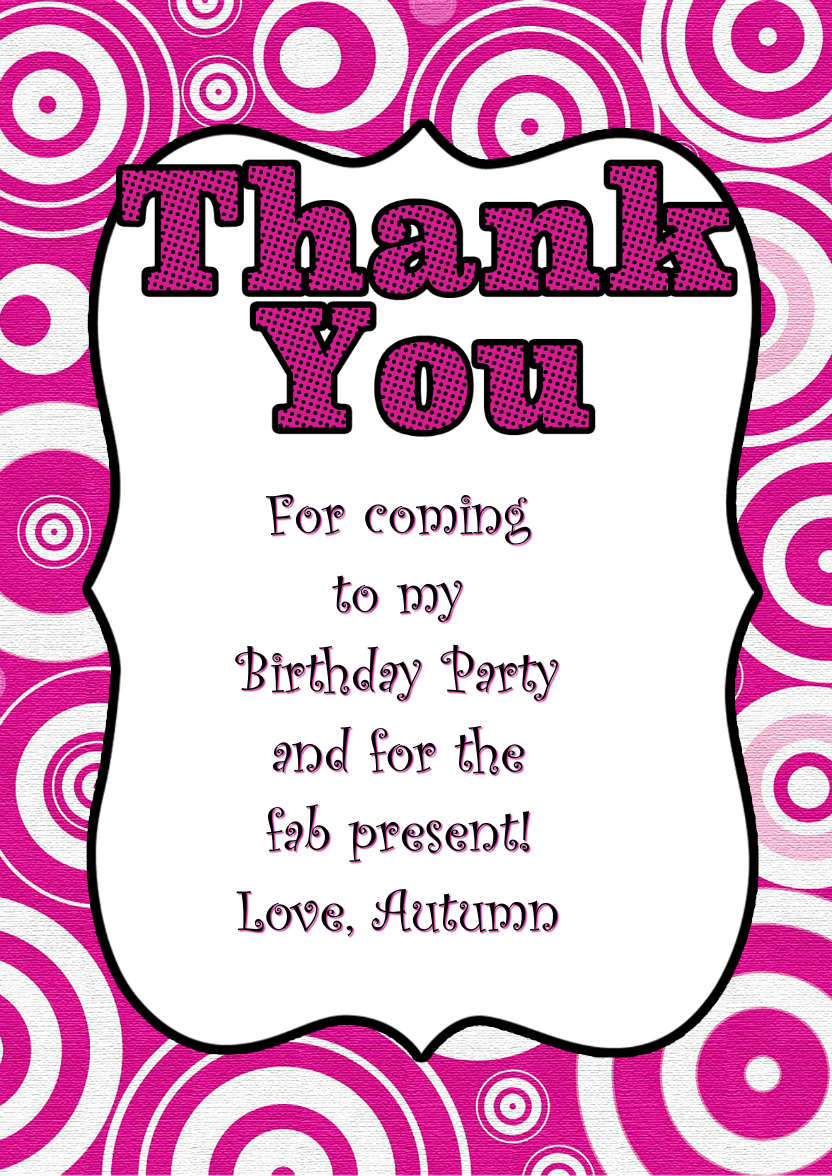 Retro Circles Thank You Card Front Pink - card made with Crafty Bob's Card Creator