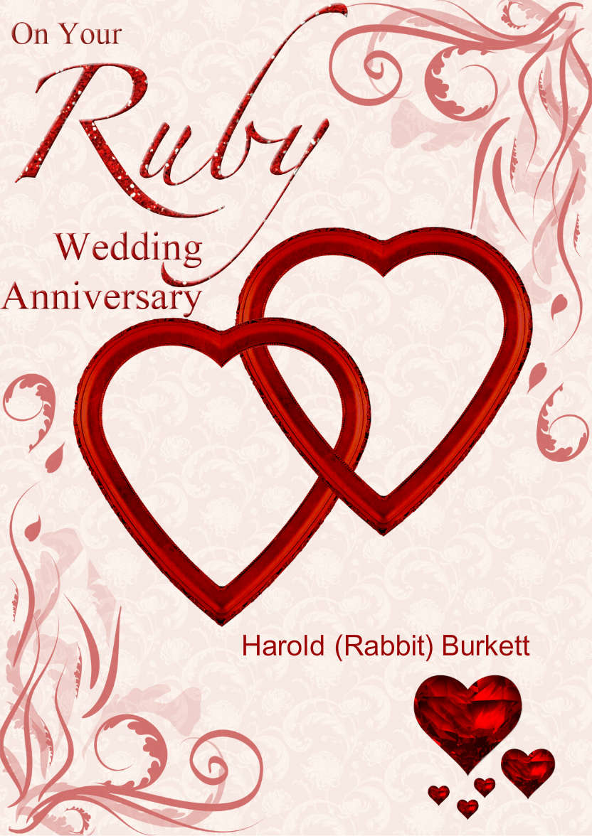 Ruby Wedding Anniversary Hearts Entwined Card - card made with Crafty Bob's Card Creator