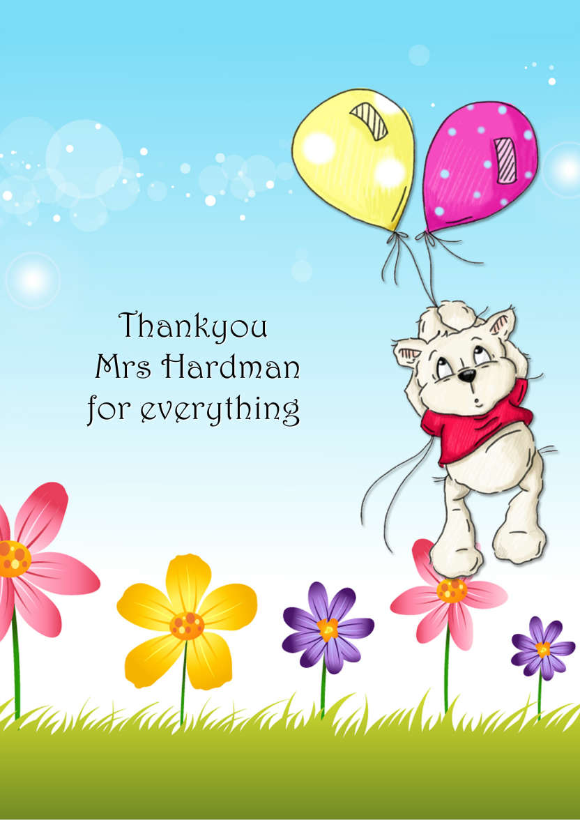 Bear Floating Away with Balloons Card Front - card made with Crafty Bob's Card Creator