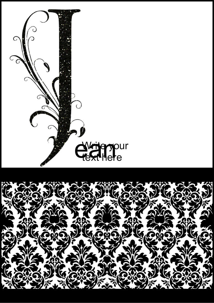 Damask Monogram Letter J Card - card made with Crafty Bob's Card Creator