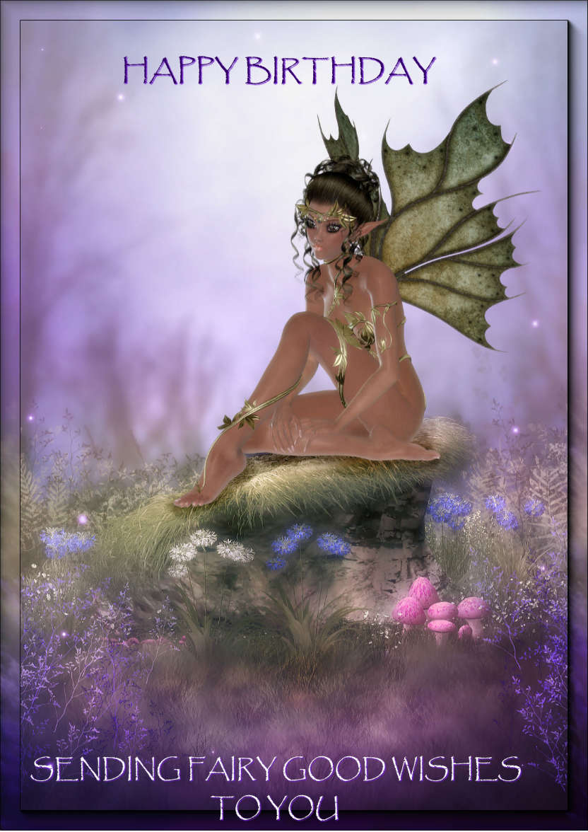 Thoughtful Fairy on a Hill - card made with Crafty Bob's Card Creator