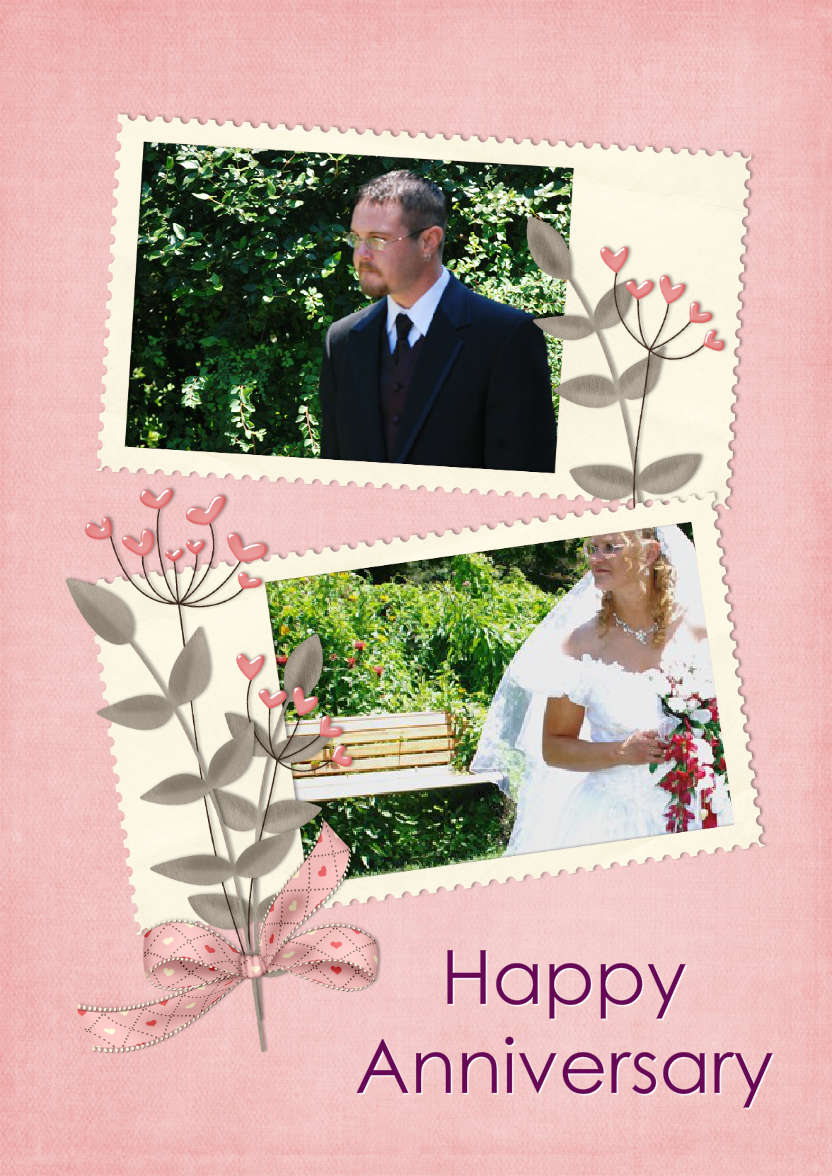 Scrapbook Style Anniversary Card - card made with Crafty Bob's Card Creator