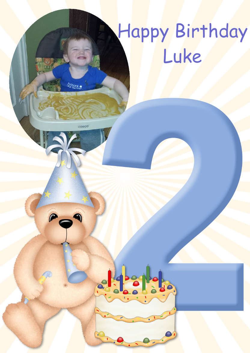 Birthday Bear Age 2 Card Boy - card made with Crafty Bob's Card Creator