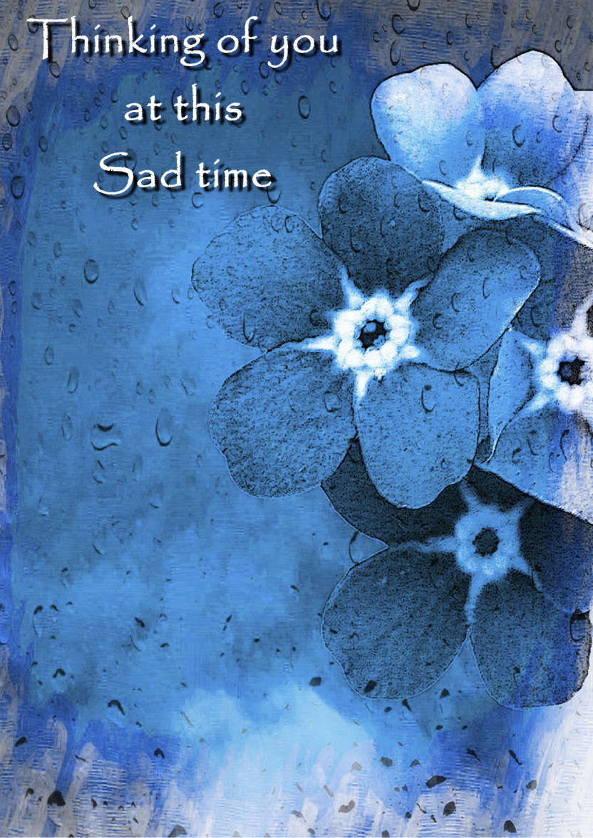 Blue Flowers in the Rain Thinking of You/sympathy Card - card made with Crafty Bob's Card Creator