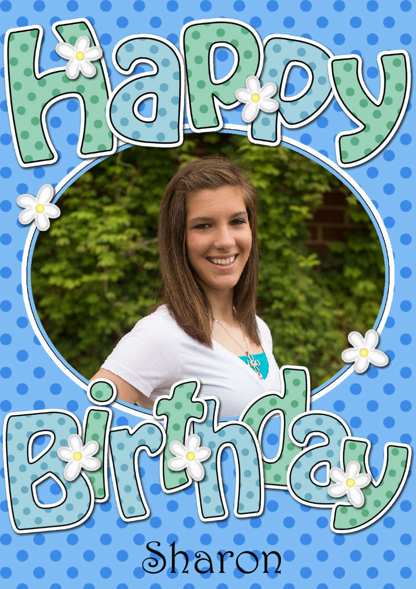 Birthday Dots & Flowers Photo Upload Card - card made with Crafty Bob's Card Creator