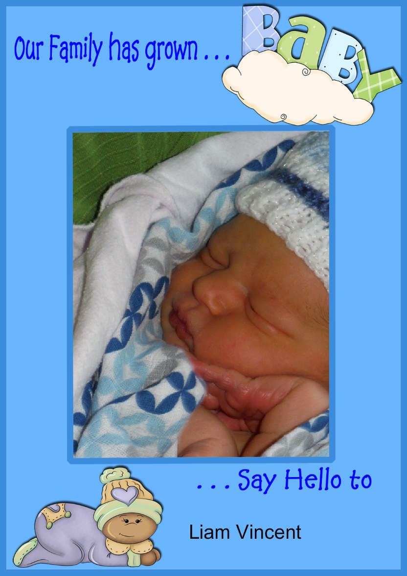 New Baby Boy Frame - Add Name and Photo - card made with Crafty Bob's Card Creator
