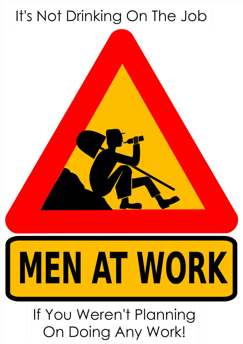 Men at Work Humorous Card Front - card made with Crafty Bob's Card Creator