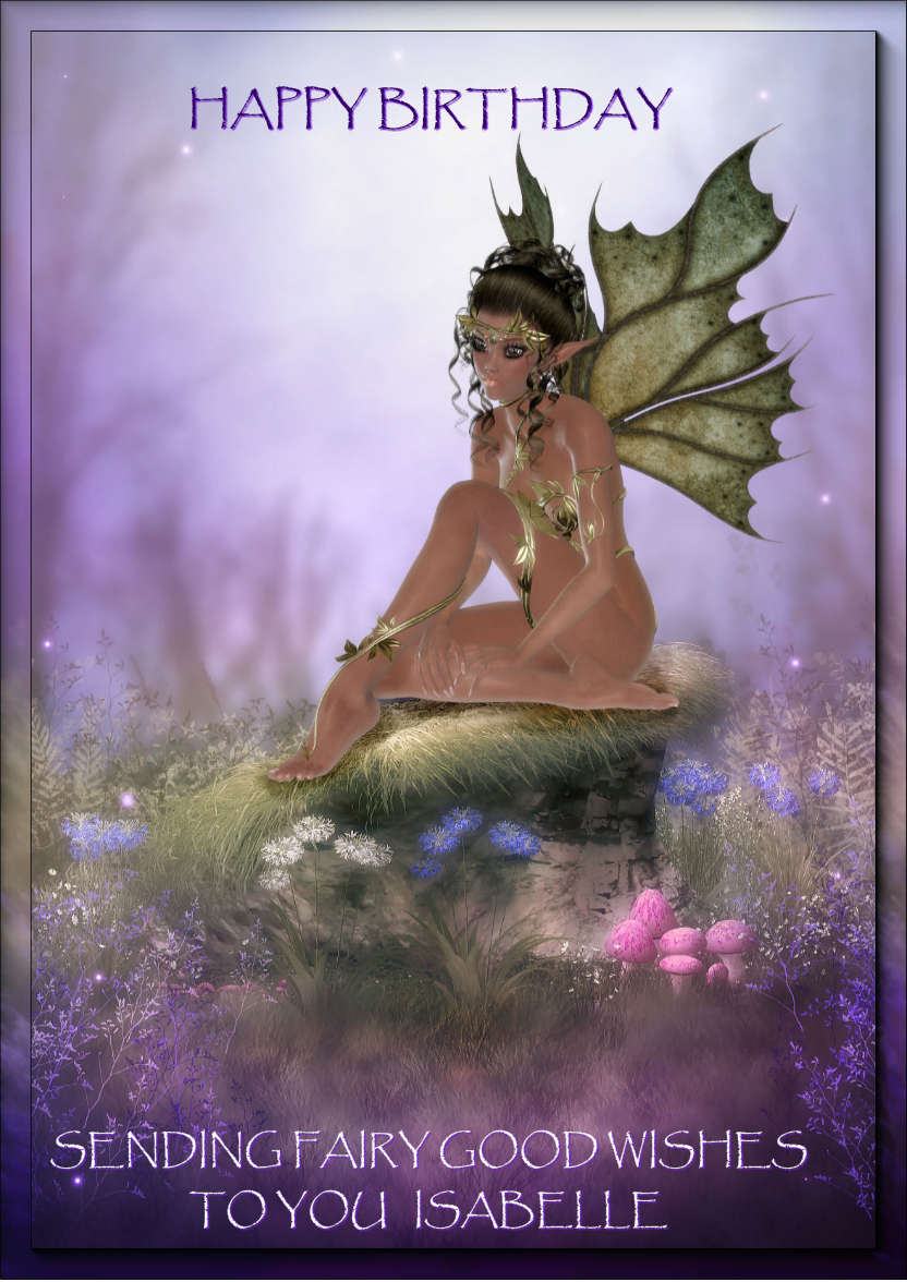 Thoughtful Fairy on a Hill - card made with Crafty Bob's Card Creator