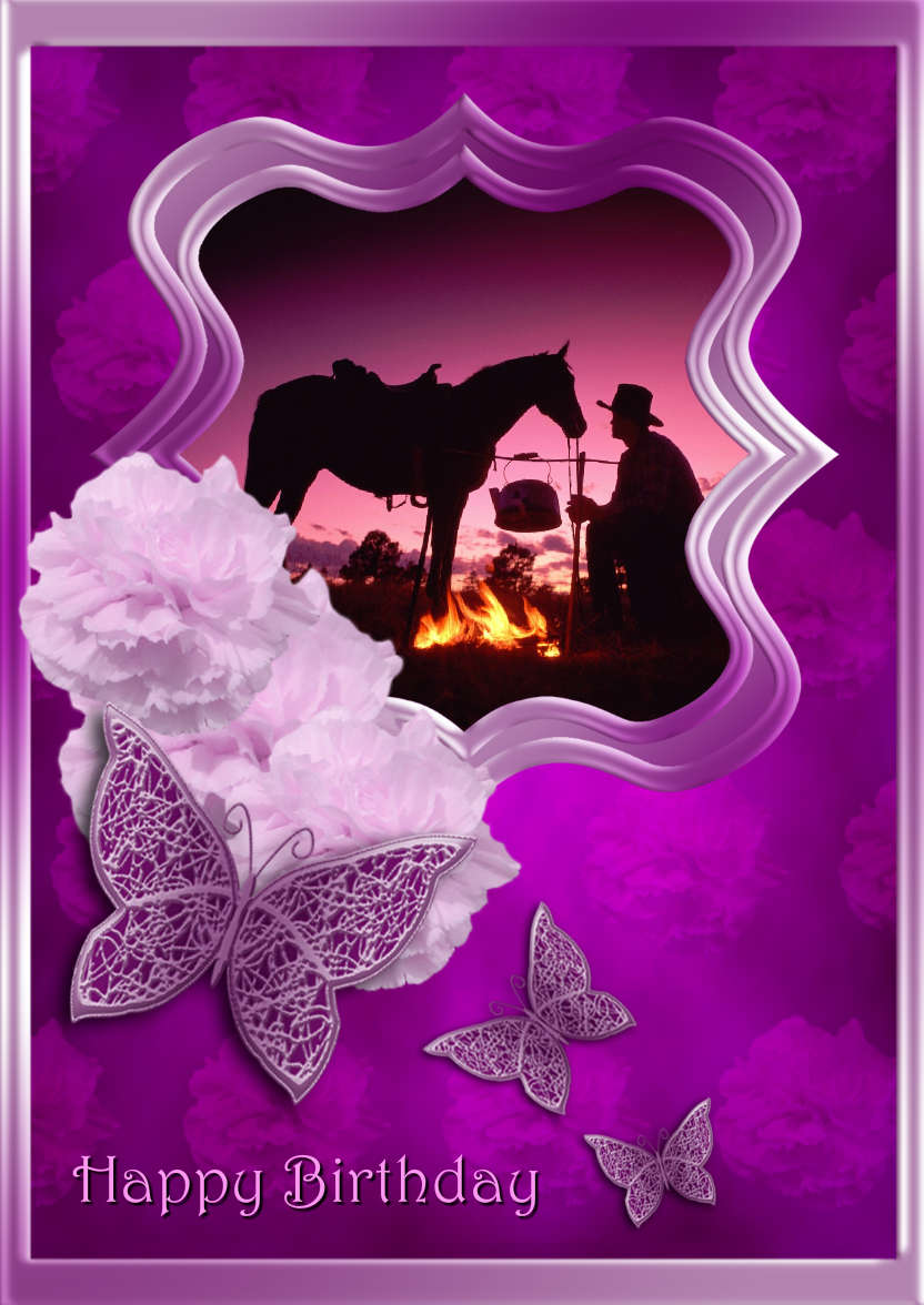Pink Carnations and Butterflies - card made with Crafty Bob's Card Creator