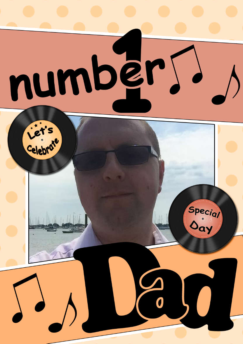 No 1 Dad Record Photo Upload Card - card made with Crafty Bob's Card Creator