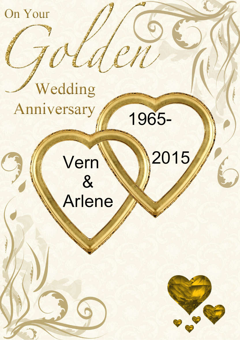 Golden Wedding Anniversary Hearts Entwined Card - card made with Crafty Bob's Card Creator