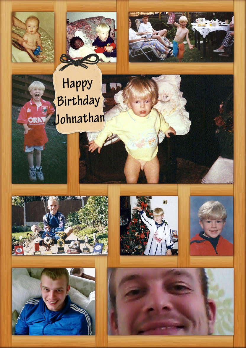 Wooden Collage Frame Card - card made with Crafty Bob's Card Creator