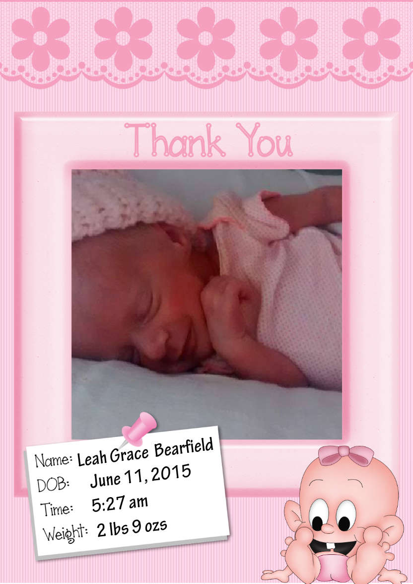 Baby Thank You Card - card made with Crafty Bob's Card Creator