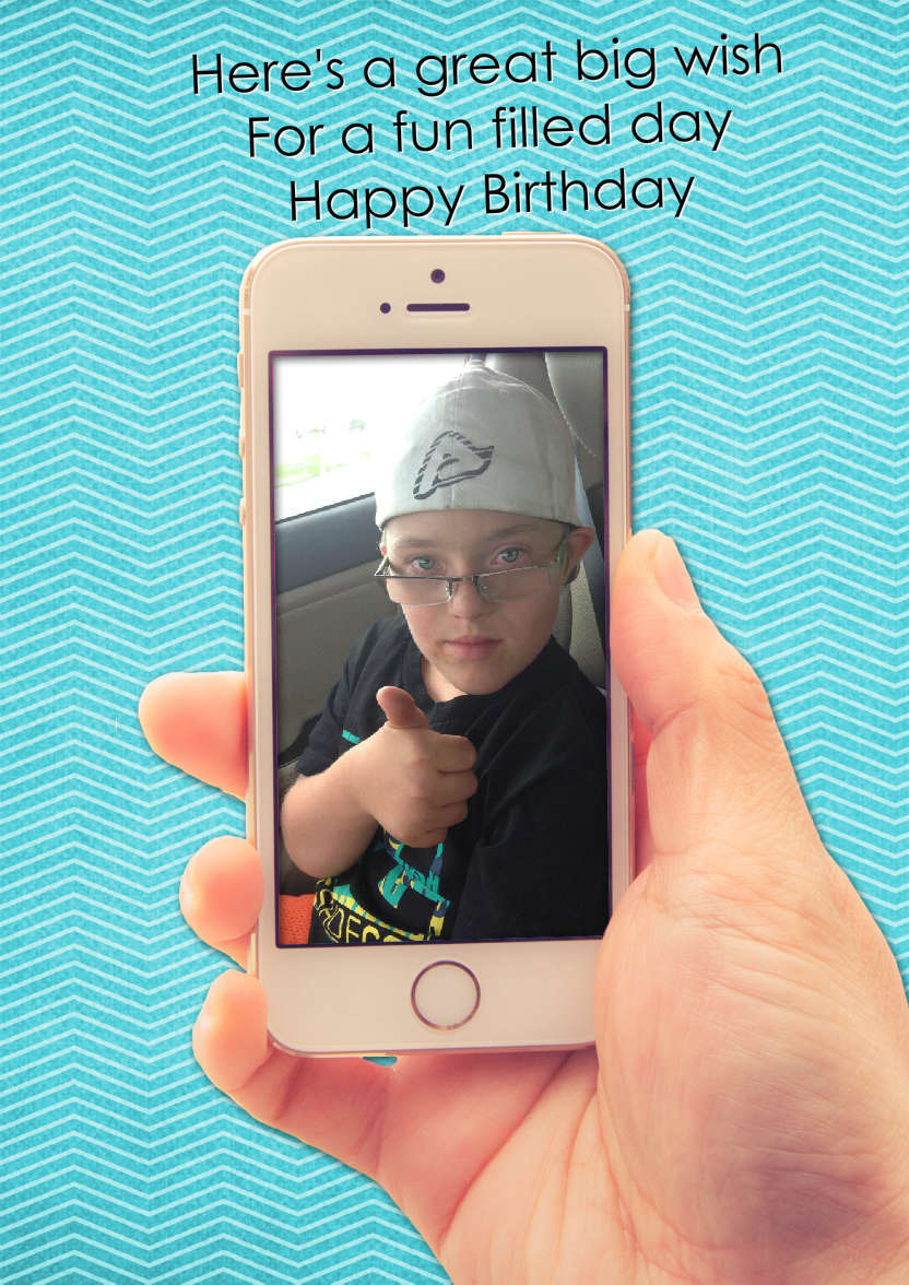 Selfie Mobile Phone Card - card made with Crafty Bob's Card Creator