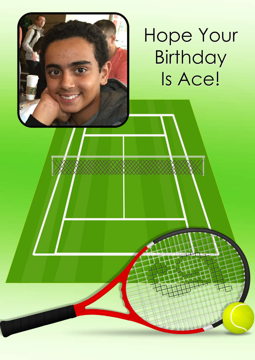 Tennis Apeture Photo Card - card made with Crafty Bob's Card Creator