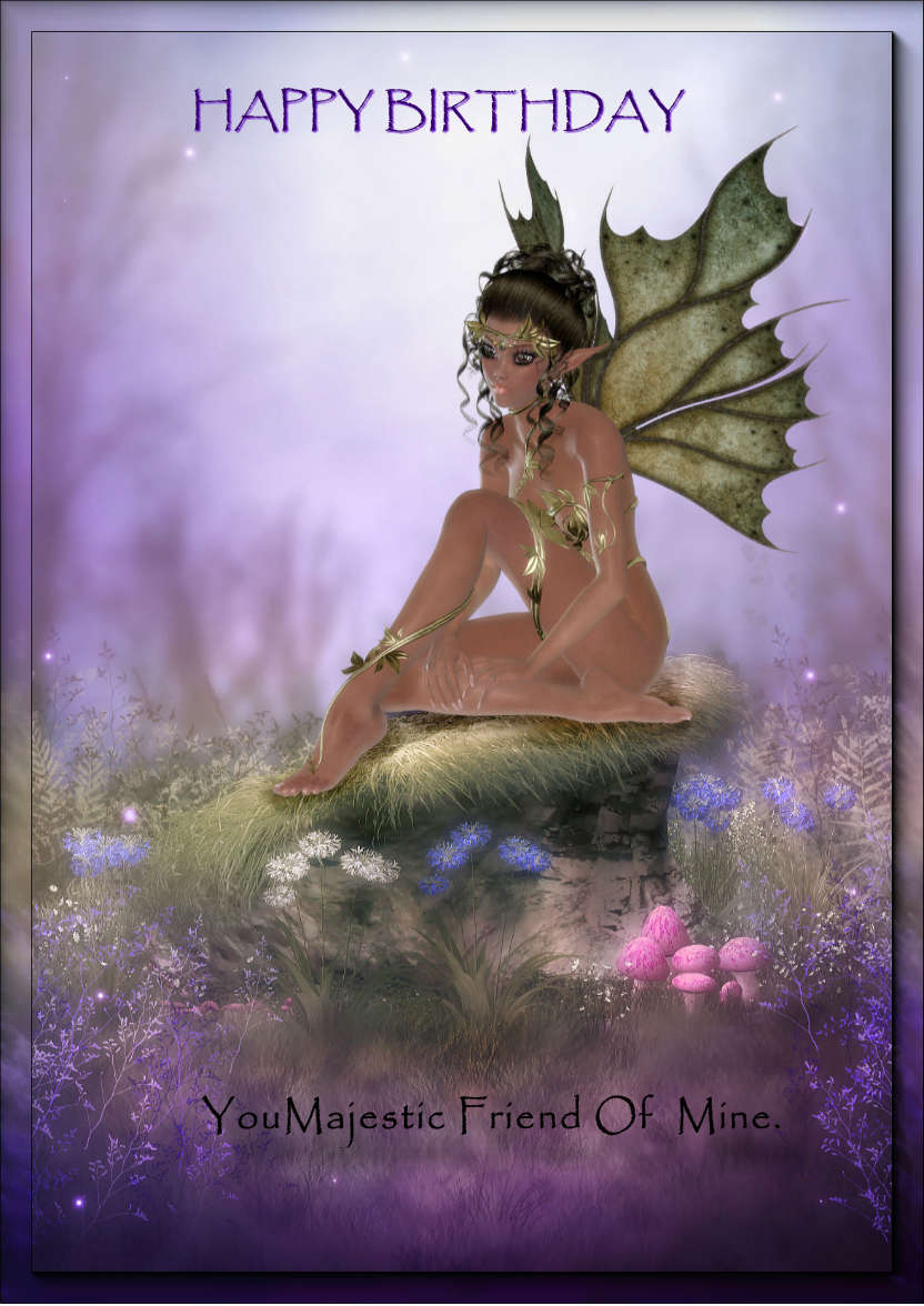 Thoughtful Fairy on a Hill - card made with Crafty Bob's Card Creator
