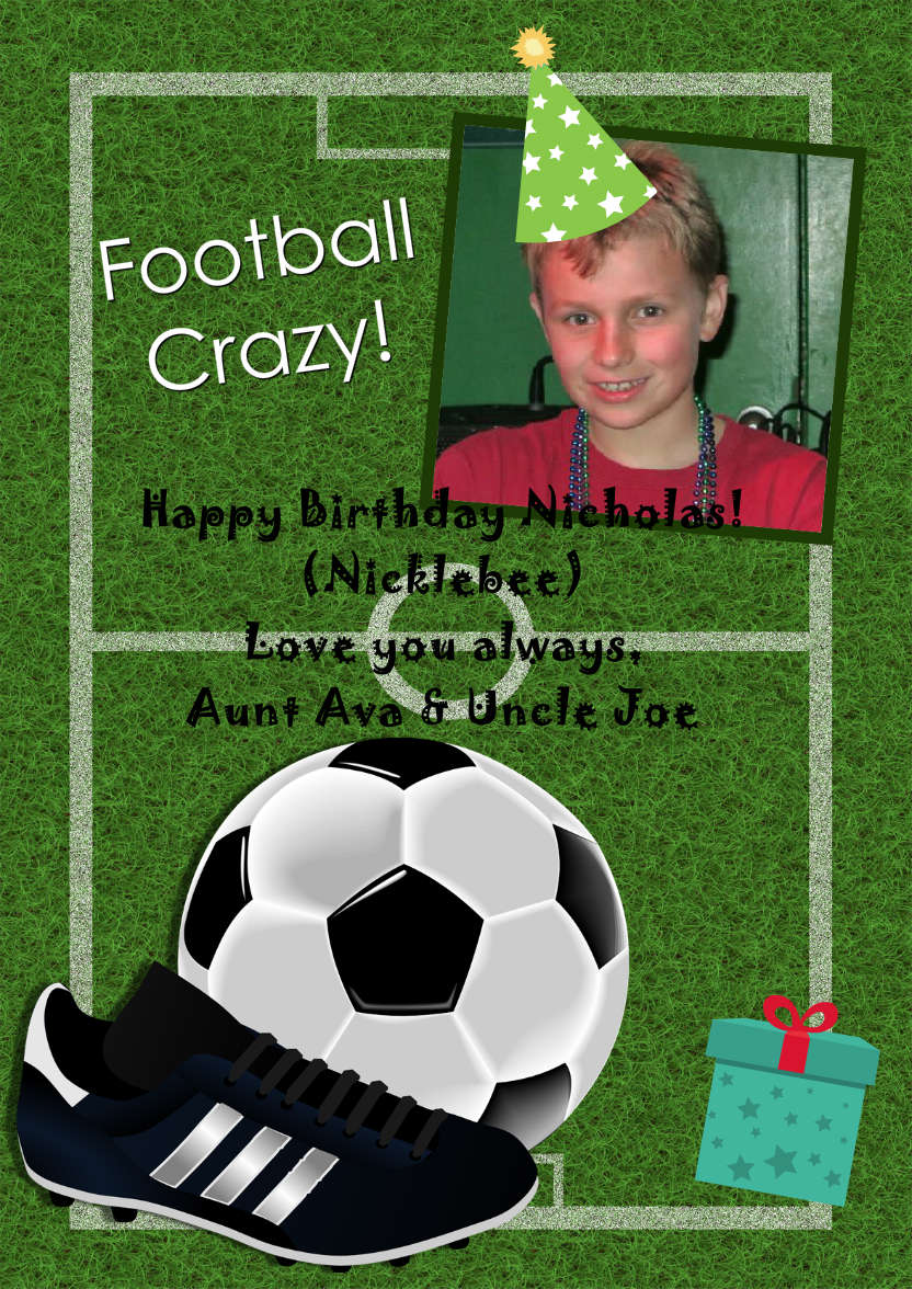 Football Aperture Photo Card - card made with Crafty Bob's Card Creator