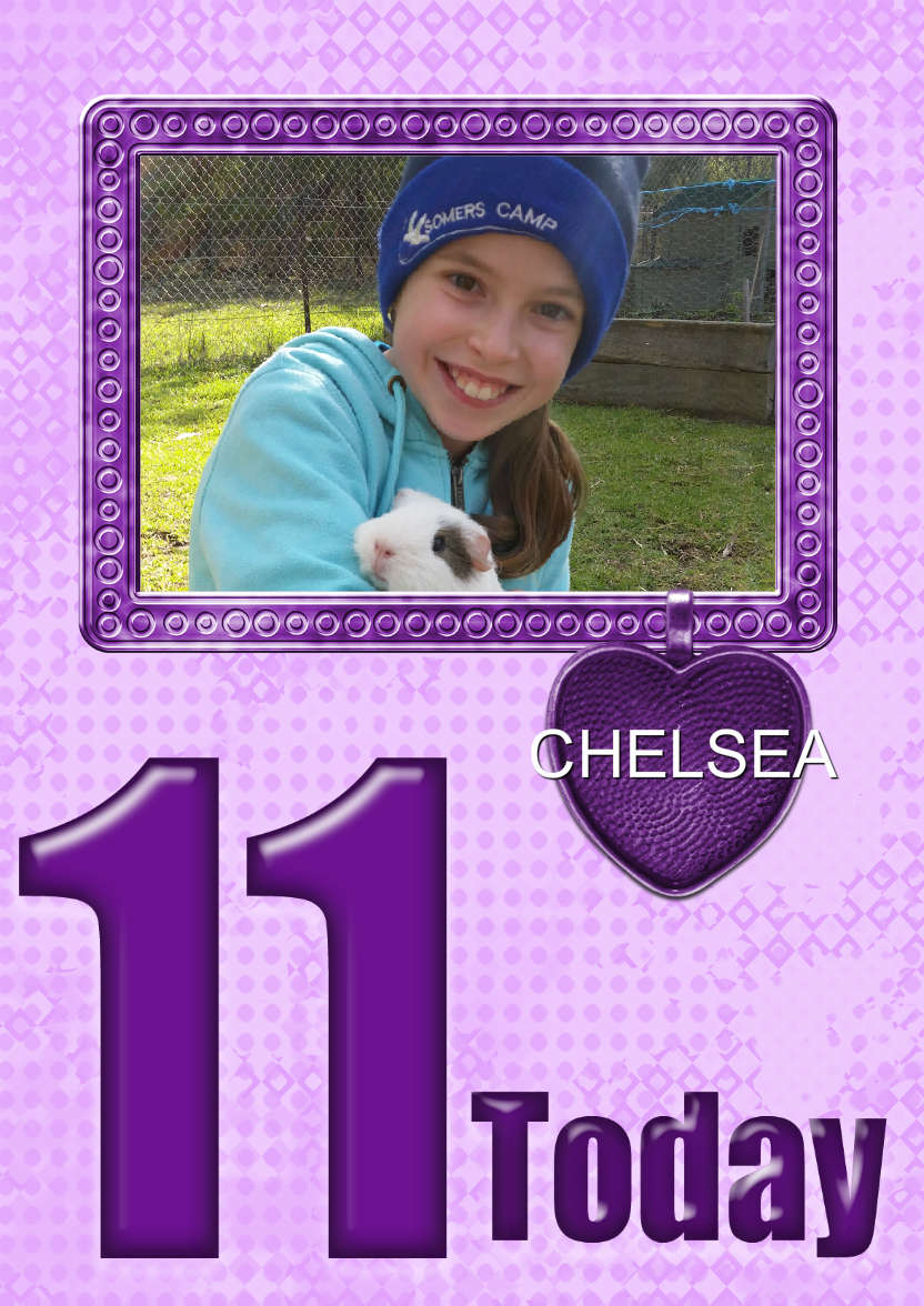 Age 11 Birthday Photo Card Girls - card made with Crafty Bob's Card Creator