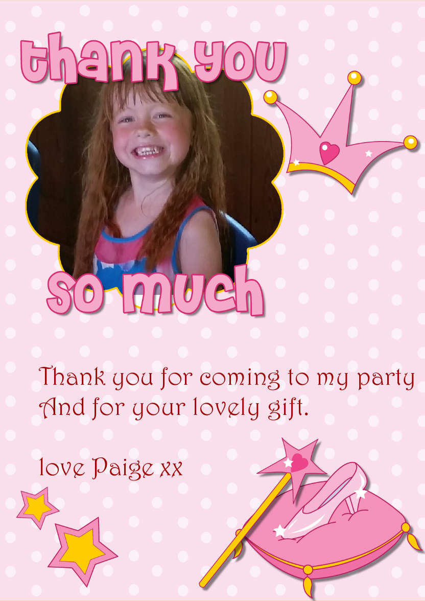 Thank You Princess Themed Aperture Card Front - card made with Crafty Bob's Card Creator