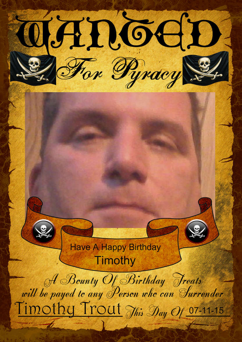 Fun Male Wanted Poster Birthday Card, Photo - card made with Crafty Bob's Card Creator