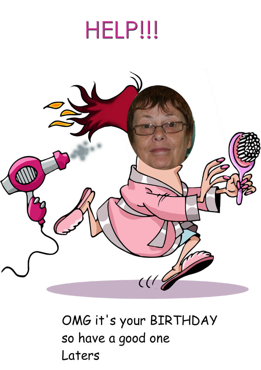 Bad Hair Day Humorous Aperture Card Front - card made with Crafty Bob's Card Creator