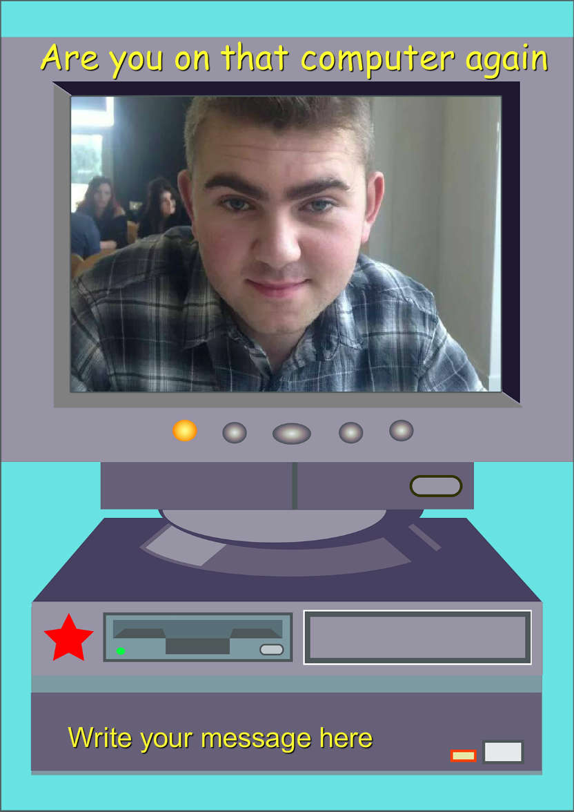 Computer Geek - card made with Crafty Bob's Card Creator