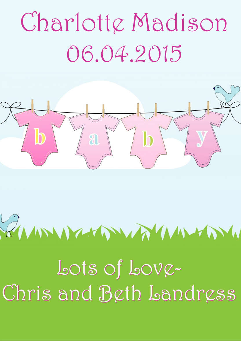 Washing Line New Baby Girl - card made with Crafty Bob's Card Creator