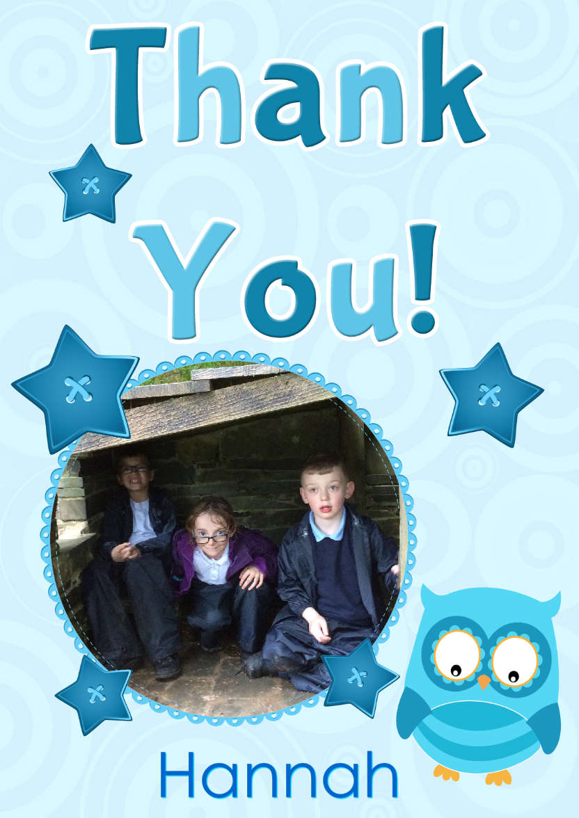 Thank You Owl Photo Card - card made with Crafty Bob's Card Creator