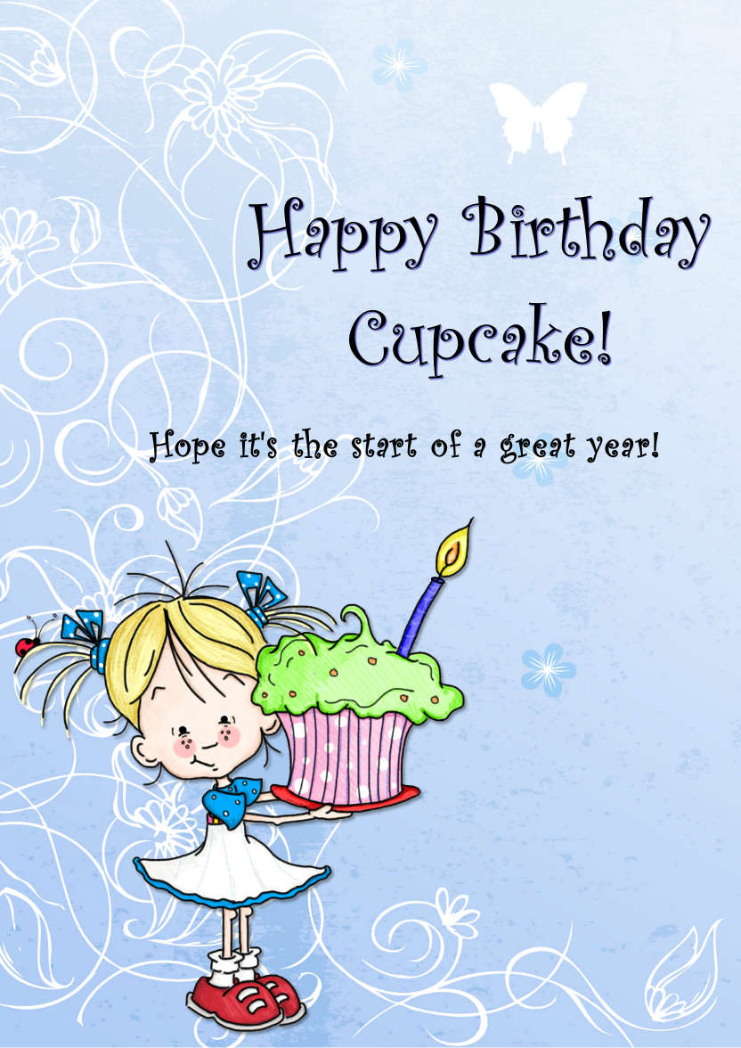 Birthday Cupcake Female Card Front - card made with Crafty Bob's Card Creator