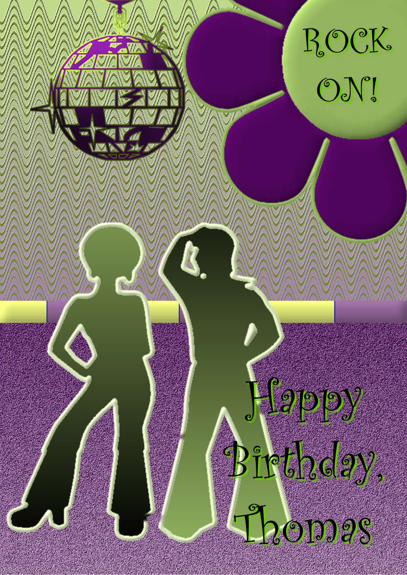 Rockin Birthday Card Front - card made with Crafty Bob's Card Creator