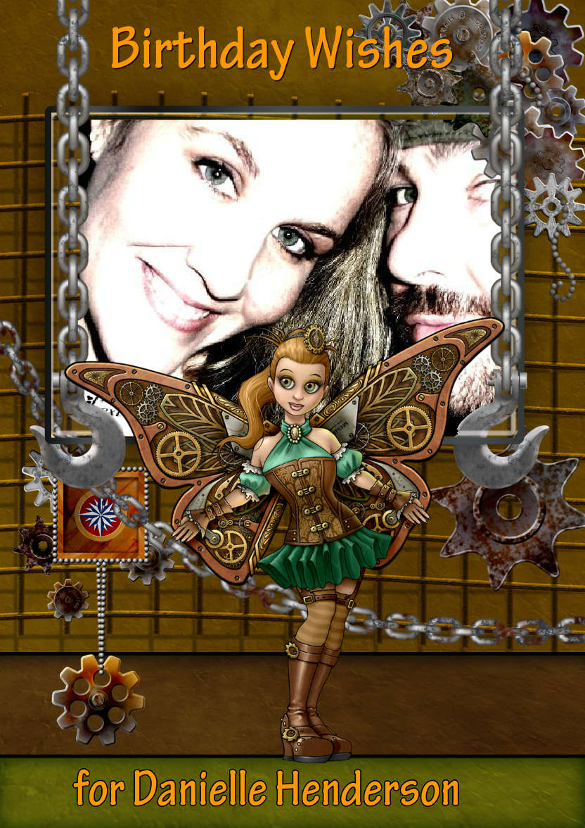 Custom Photo Greeting Card Steampunk Fairy - card made with Crafty Bob's Card Creator